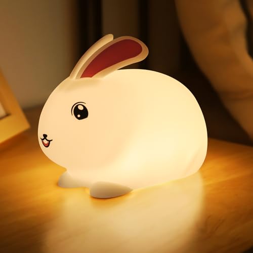 SALUOKE Panda Night Light for Kids: Squishy Silicone Animal Light,7 Soft Colors,Tap Control,Rechargeable,Sleep Timer,Battery Baby Nightlight for Childrens Room & Nursery,Bedside Touch Lamp